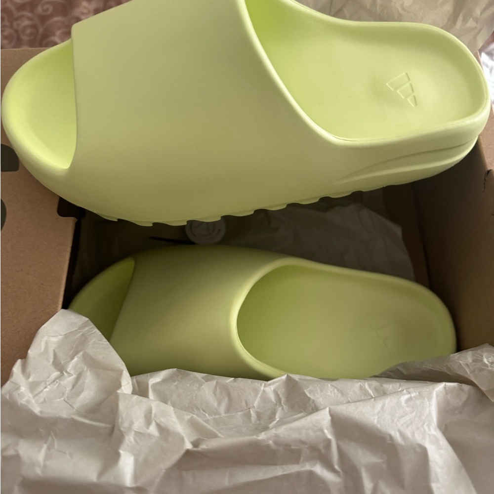 Yeezy Adidas glow green slides